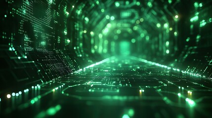 Wall Mural - a futuristic background with a green scientific hexagonal pattern, symbolizing advanced technology.