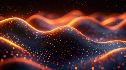 Wall Mural - a futuristic design of glowing, dynamic wave lines, representing abstract technology and sound wave 