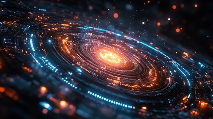 Wall Mural - a futuristic illustration of quantum computing, blending deep learning and ai algorithms with dynami