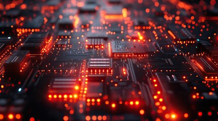Wall Mural - a futuristic technology background illustrating abstract server circuit boards, applicable in educat
