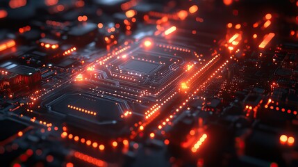 Wall Mural - a futuristic technology background illustrating abstract server circuit boards, applicable in educat