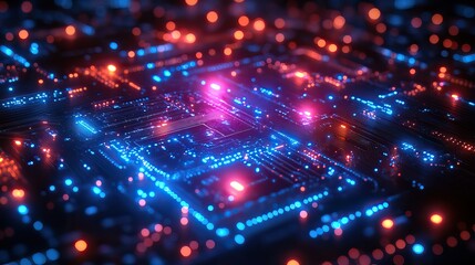 Wall Mural - a futuristic technology background illustrating abstract server circuit boards, applicable in educat