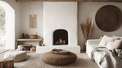 Aufkleber - A warm, inviting living room showcases a minimalist decor style