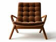 © sornram - Brown modern armchair with tufted upholstery, isolated on a white background for interior design inspiration.
