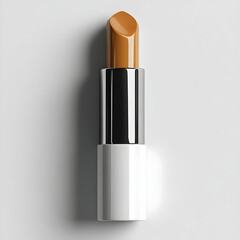 Stylish lipstick with a creamy texture on a white isolated background.