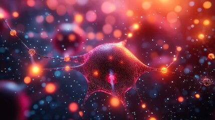 Wall Mural - a 3d illustration of neural networks, highlighting big data, cybersecurity, and artificial intellige