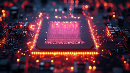 Wall Mural - a 3d render of a powerful computer processor microchip, symbolizing artificial intelligence and adva