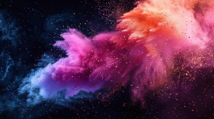 Wall Mural - a colorful cloud of powder flying through the air