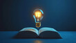 © thanakrit - Open Textbook and Glowing Light Bulb Above Idea
