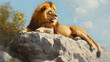© ANDREI - Majestic Lion Resting on Rock