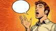 © Nicat - A man in pop art style exclaims with a hand raised, with space for a message in a speech bubble.