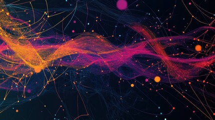 Poster - Colorful abstract digital waves illustrating energy flow and connectivity against a dark background