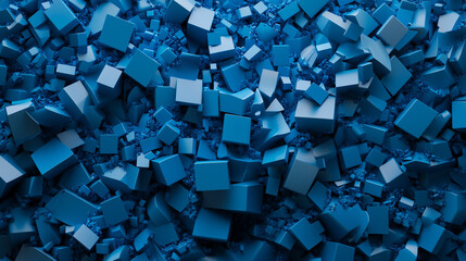 Wall Mural - blue 3d shapes neatly organized to make a tech abstract wallpaper.