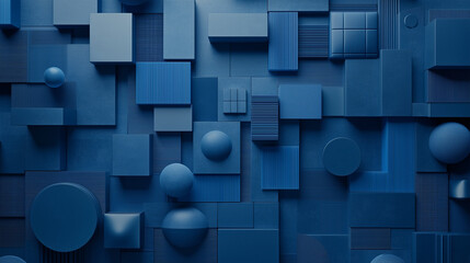Wall Mural - blue 3d shapes neatly organized to make a tech abstract wallpaper.