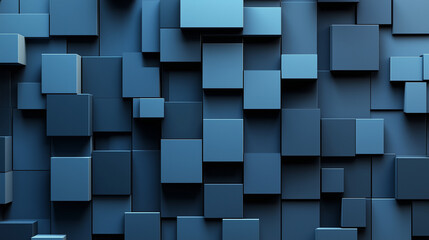 Wall Mural - blue 3d shapes neatly organized to make a tech abstract wallpaper.