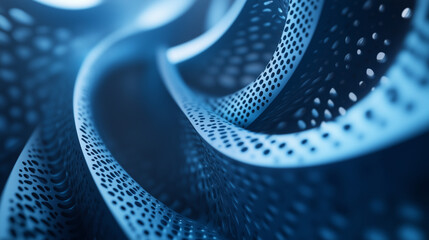 Wall Mural - blue 3d shapes neatly organized to make a tech abstract wallpaper.