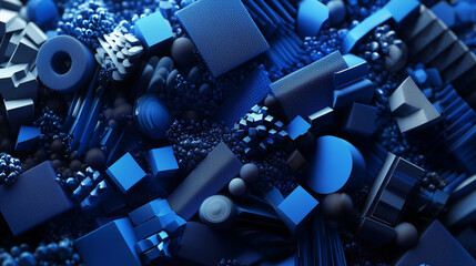 Wall Mural - blue 3d shapes neatly organized to make a tech abstract wallpaper.