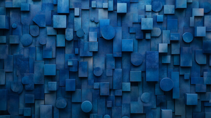 Wall Mural - blue 3d shapes neatly organized to make a tech abstract wallpaper.