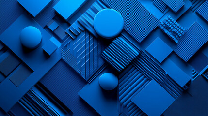 Wall Mural - blue 3d shapes neatly organized to make a tech abstract wallpaper.