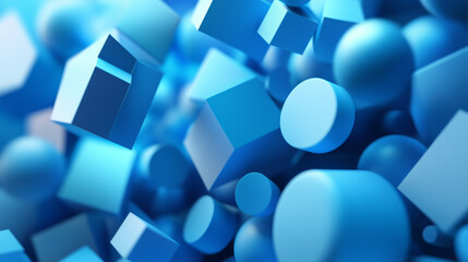 Wall Mural - blue 3d shapes neatly organized to make a tech abstract wallpaper.
