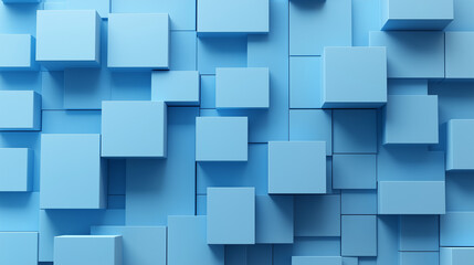 Wall Mural - Blue 3D Shapes neatly organized to make a Tech abstract wallpaper.
