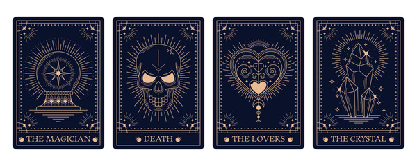 magic occult tarot cards in mystic esoteric frames with arcana symbols, vector decks covers. tarot c