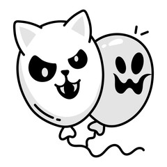 Poster - Spooky balloons icon in drawing style 

