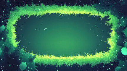 Wall Mural - Abstract green fluffy frame with glowing effect, blank centre for text.