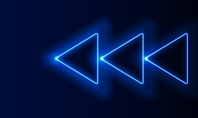 Dark blue abstract Light out technology and with neon triangles with glowing arrow lines futuristic concept. Hitech communication concept innovation background, vector design