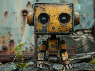 Wall Mural - Rusty Robot: A Vintage Mechanical Wonder