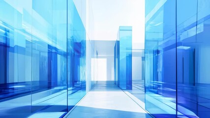 Wall Mural - abstract fantasy architecture with transparent glass and blue elements
