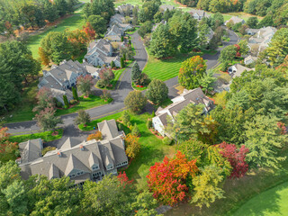 Wall Mural - aerial view of luxury residential community and golf course