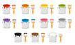 © Milya Shaykh - Set of colorful paint cans and paint brushes. Vector illustration.