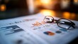 © Elmira - A business report spread open on a desk displays colorful charts and diagrams detailing successful CRM strategies. Eyeglasses and a pen add to the professional atmosphere