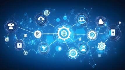 Abstract Network Connection Technology Concept with Digital Icons