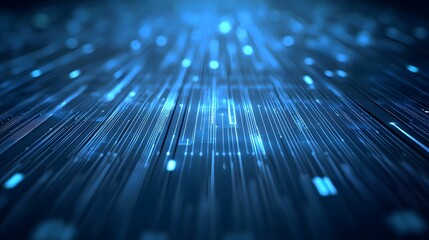 Abstract Blue Technology Background with Lines and Glowing Lights