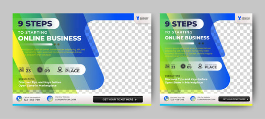 Canvas Print - live webinar online business conference web banner and social media cover template design