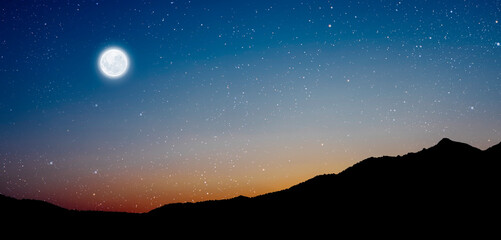 Wall Mural - christmas star shines at night over the mountains of bethlehem