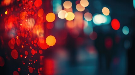 Poster - Nightlife bokeh with red light for festive themes