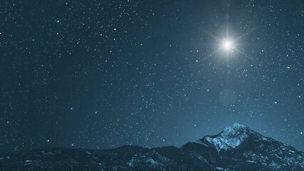 Wall Mural - night christmas panorama with a star in the sky
