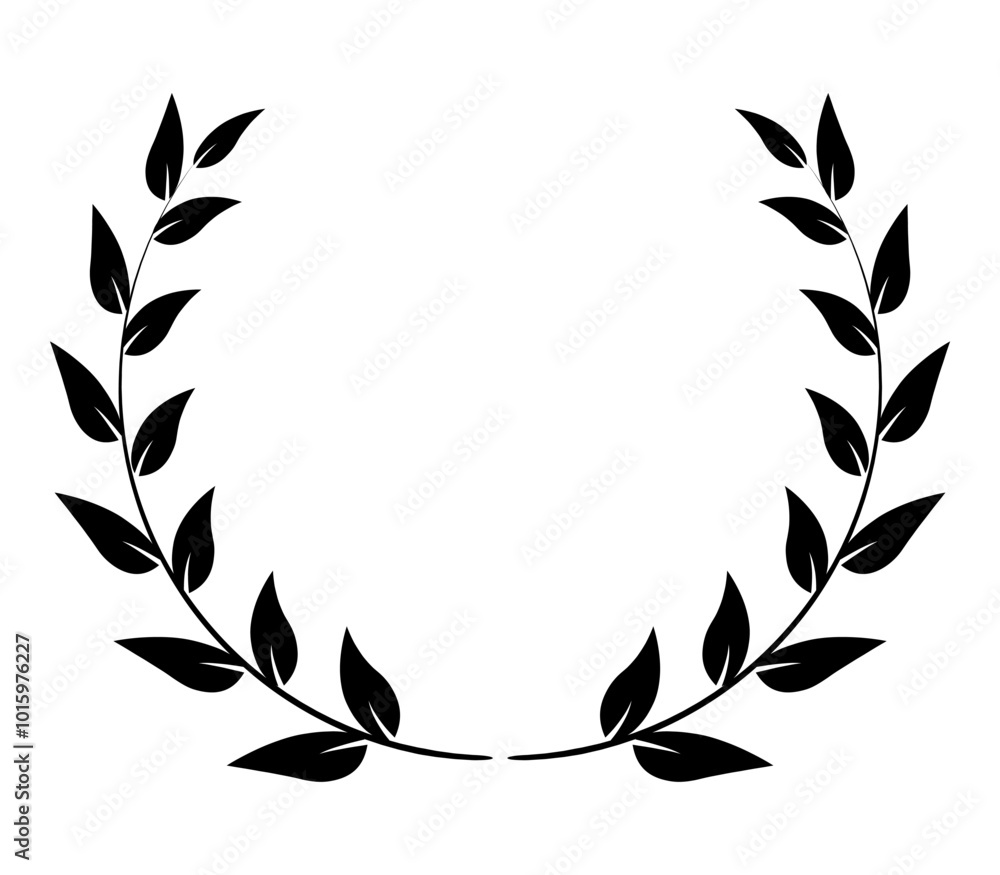 Laurel wreath, Black circular laurel olive branches greek wreath vector ...