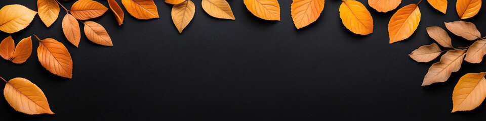 autumn leaves on black background