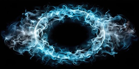 Sticker - Smoke and plasma ring visual on black and background , VFX, energy effects, smoke, plasma, ring, abstract