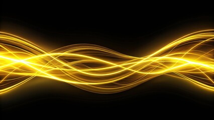 Wall Mural - Abstract neon wallpaper with yellow glowing lines over black background, resembling streaming energy, render, abstract, neon