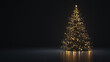 © Лилия Захарчук - A minimal outline of a Christmas tree with subtle golden lights on black background.