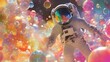 © Rupak - Astronaut navigating vivid imaginative space landscape full of swirling colors