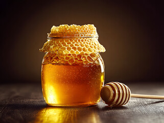 Wall Mural - jar of honey with honeycomb