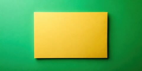 Poster - Yellow paper sheet for mockup on green background, yellow, paper, mockup, green, background, template, design, blank, space