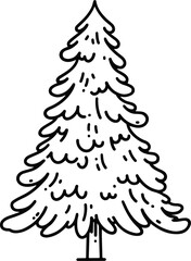 Wall Mural - a minimalist hand-drawn pine tree vector in line art style. this isolated illustration is perfect fo