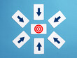 © Cagkan - Choosing right way concept with arrows pointing to target